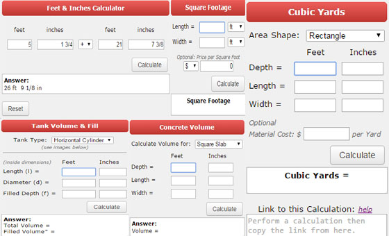 Types of online construction calculators and their usages