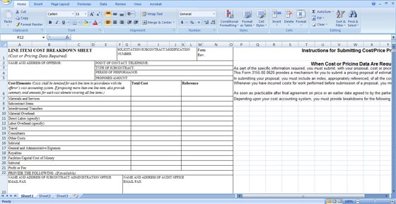 The spreadsheet represents complete breakdown of all expenses associated with the design and build process.