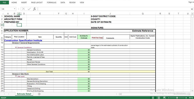 Free download construction cost estimating sheet to get rid of human errors