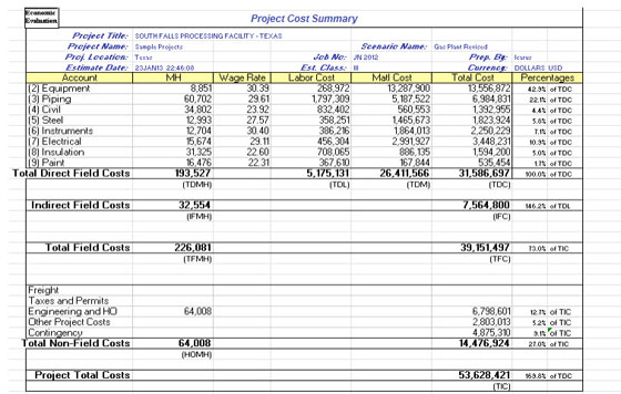 Generate conceptual and detailed cost estimates sheet