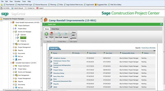 Sage Construction Project Center and Sage Bid Management