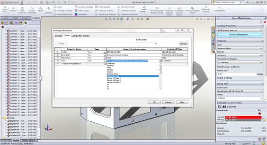 Solidworks costing tool review Solidworks costing tool review