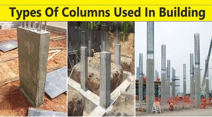 Different types of columns used in construction