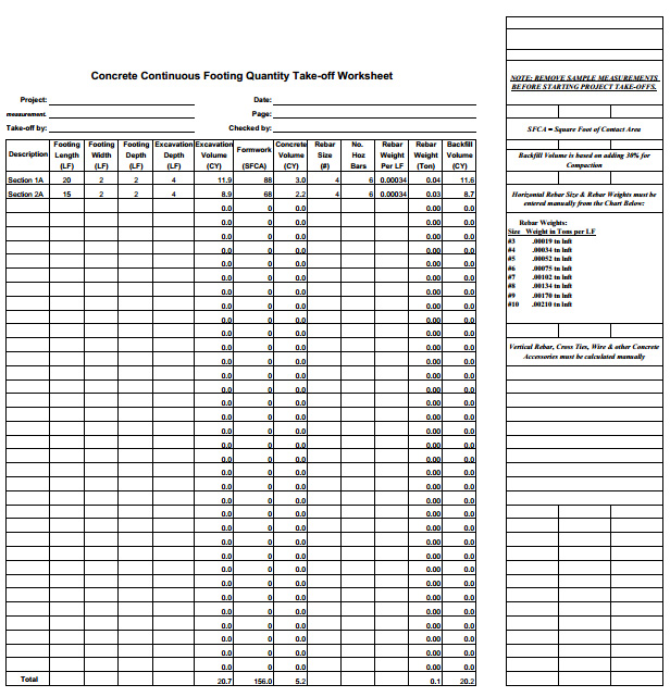 Concrete Estimating Spreadsheet | Concrete Construction Cost Estimating
