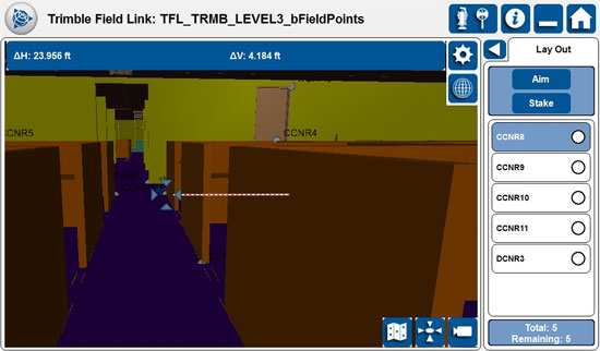 Deal with the layout tasks of a building construction with Trimble Field Link 2.20