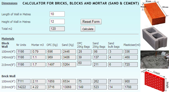 Calculator For Bricks, Blocks And Mortar | Brick Mortar | Brick Laying