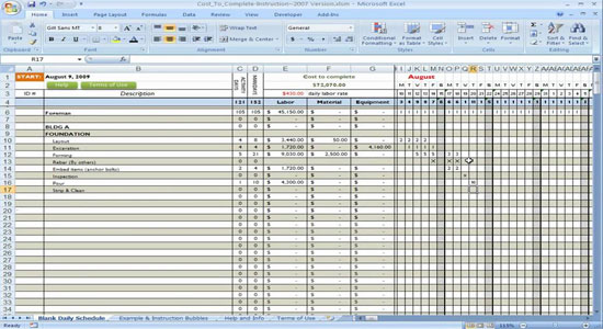 Construction Cost to complete using Excel
