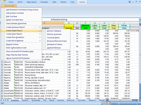 General Cost Estimator for Excel with Localized Cost Data
