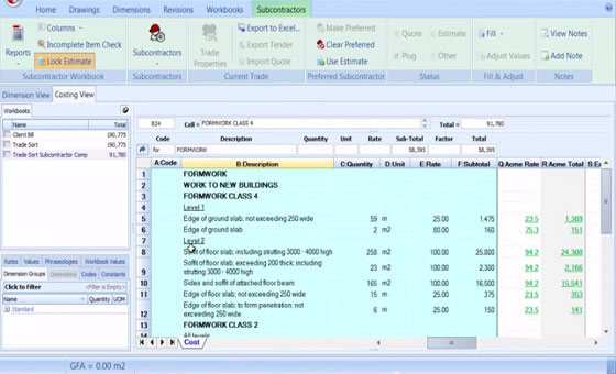 CostX Estimating Software - Subcontractor Comparison Training