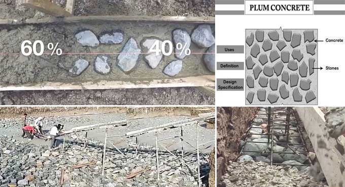 Plum Concrete: Exploring Its Application, Mixing, Uses, and Methodology Plum Concrete: Exploring Its Application, Mixing, Uses, and Methodology